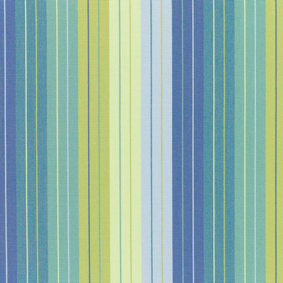 Seville Seaside Sunbrella fabric — a multi-tone blue, teal, and citrus stripe