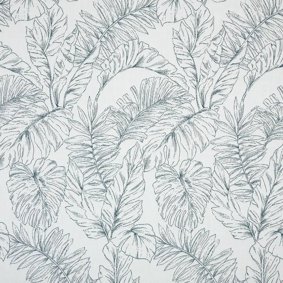 Calm Laurel Sunbrella fabric — a large-scale line-illustrated tropical leaf print